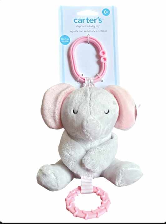 Carter’s Elephant Plush Baby Toy Rattle Teething Ring