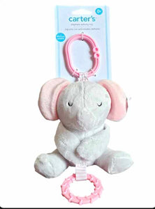 Carter’s Elephant Plush Baby Toy Rattle Teething Ring