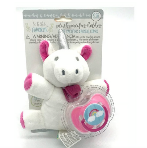 Le bebe Plush Pacifier Holder Unicorn and Pacifier