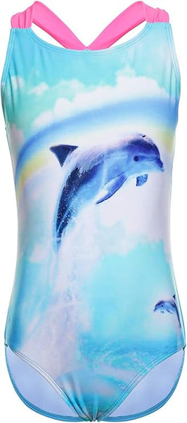 Girls One Piece Swimsuit, Dolphin