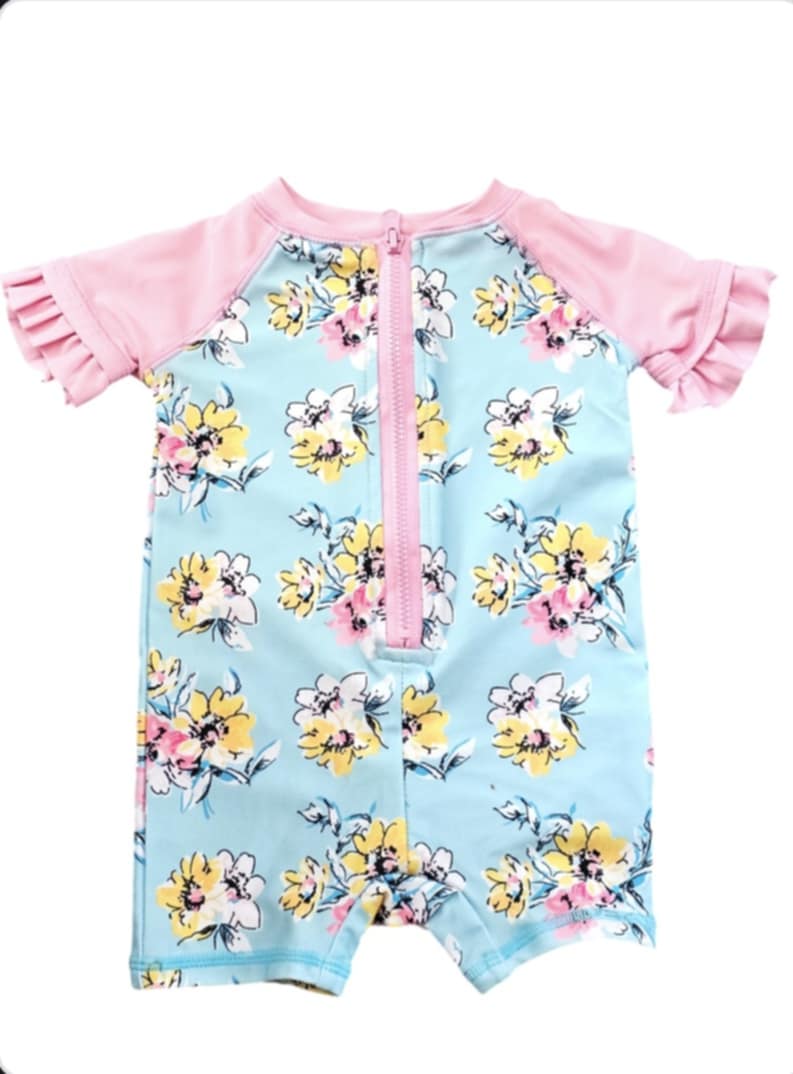 Koala Kids - Girls Floral Pink & Blue One Piece Swimsuit