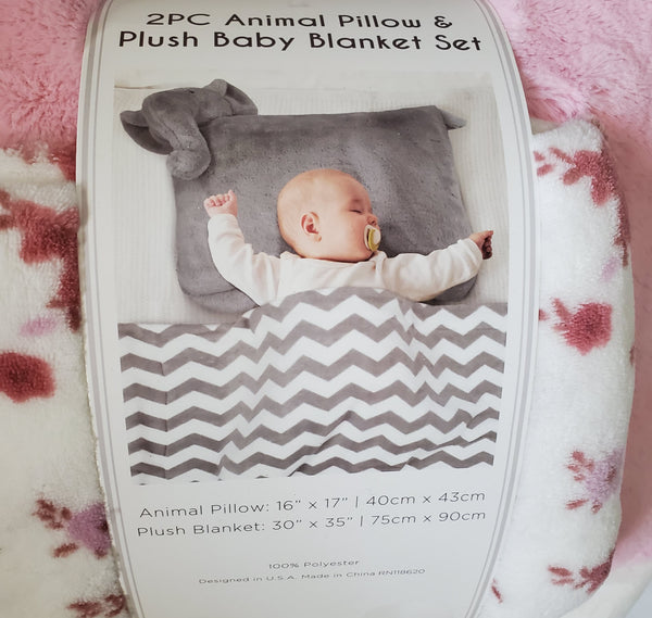 Pillow and Plush Baby Blanket Set