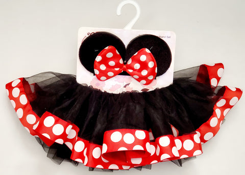 Girl's Polka Dot 2 Layers Tutu with Ruffle Trim & Headband Set