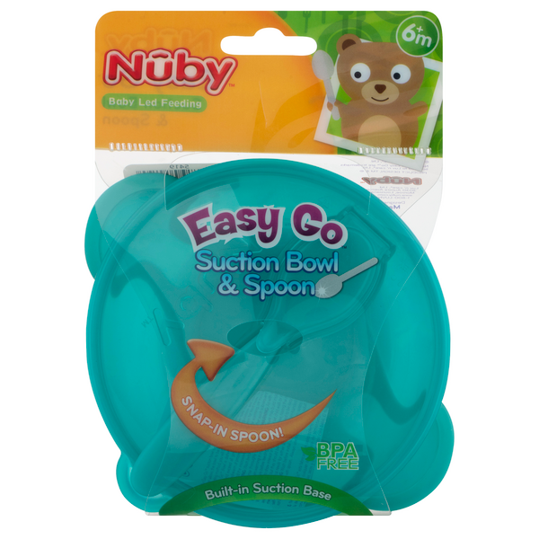 Nuby Easy Go Suction Bowl with Lid and Snap-in Spoon