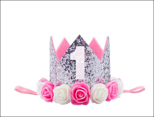 First Birthday Hat - Silver Crown - "1"