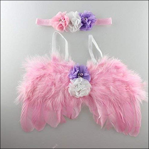 Feather Angel Wings & Headband Set - Pink/Purple