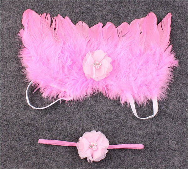 Feather Angel Wings & Headband Set - Pink