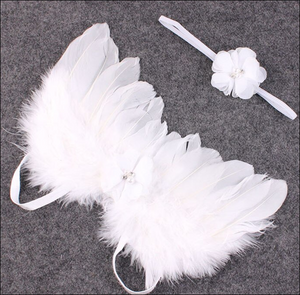 Feather Angel Wings & Headband Set - White