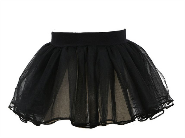 Layered Tulle Ballet Dance Mini Tutu Skirt - Black