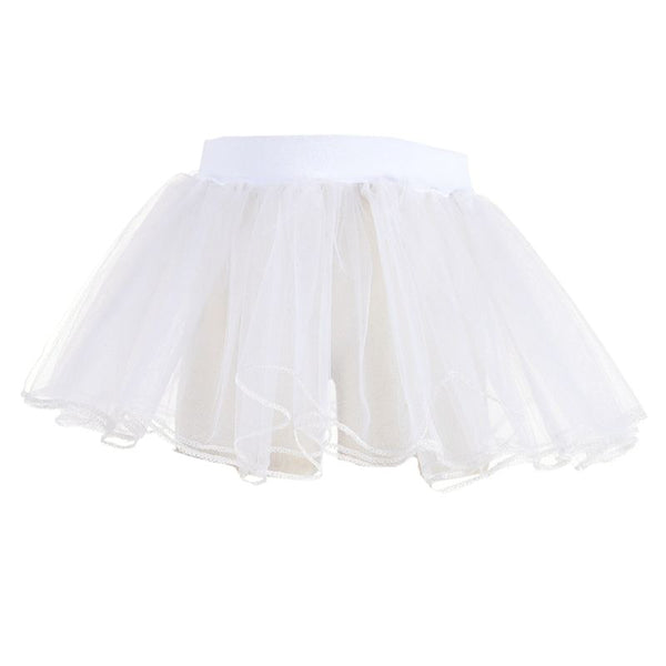 Layered Tulle Ballet Dance Mini Tutu Skirt - White
