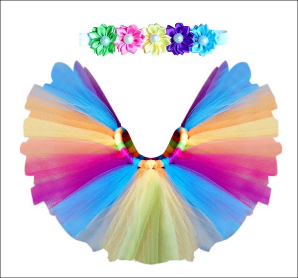 Rainbow Tutu Skirts & Flower Headdress